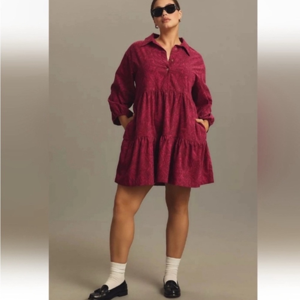 Anthro Maeve Bettina Corduroy Shirt Dress - Picture 13 of 13